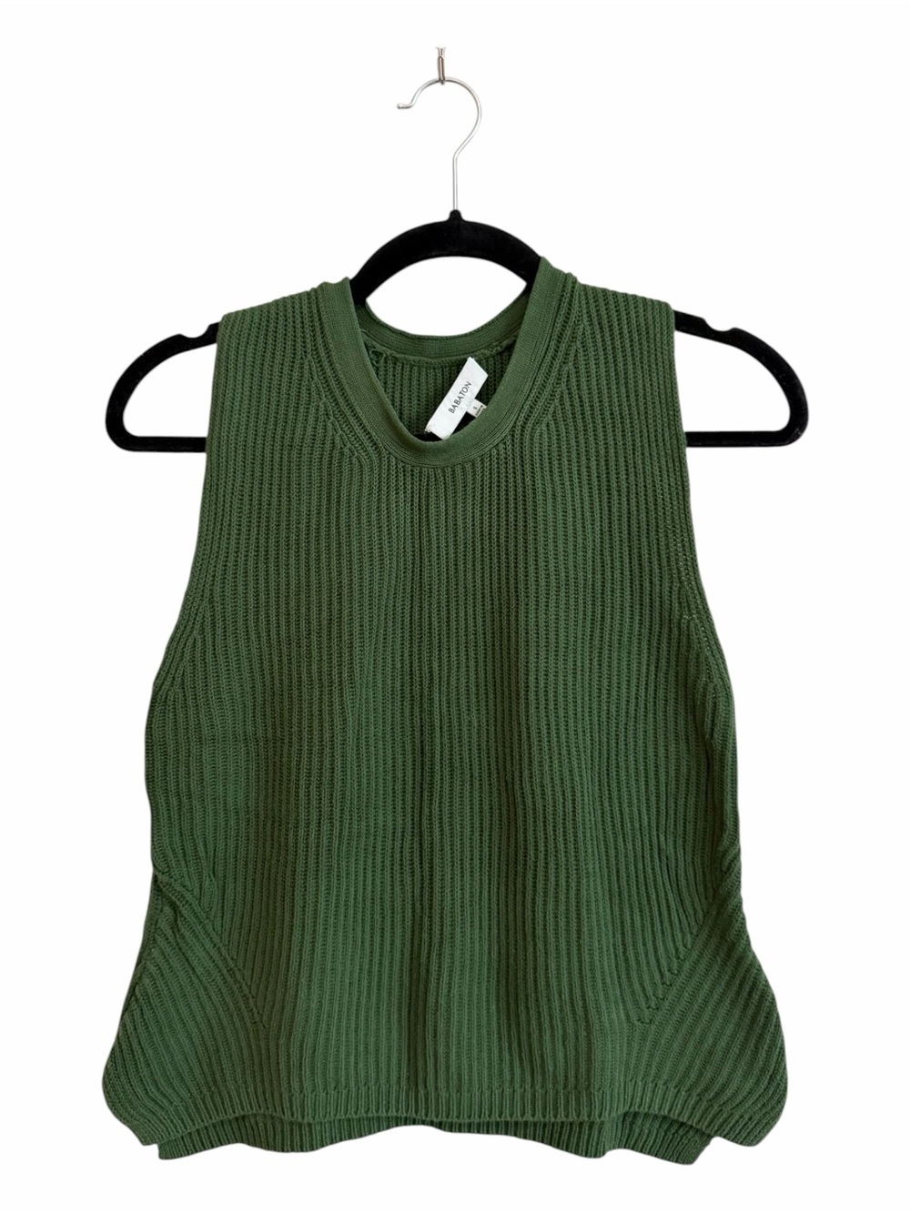 Aritzia Babaton Olive Green Sleeveless Ribbed Knit Tank Top Size Small